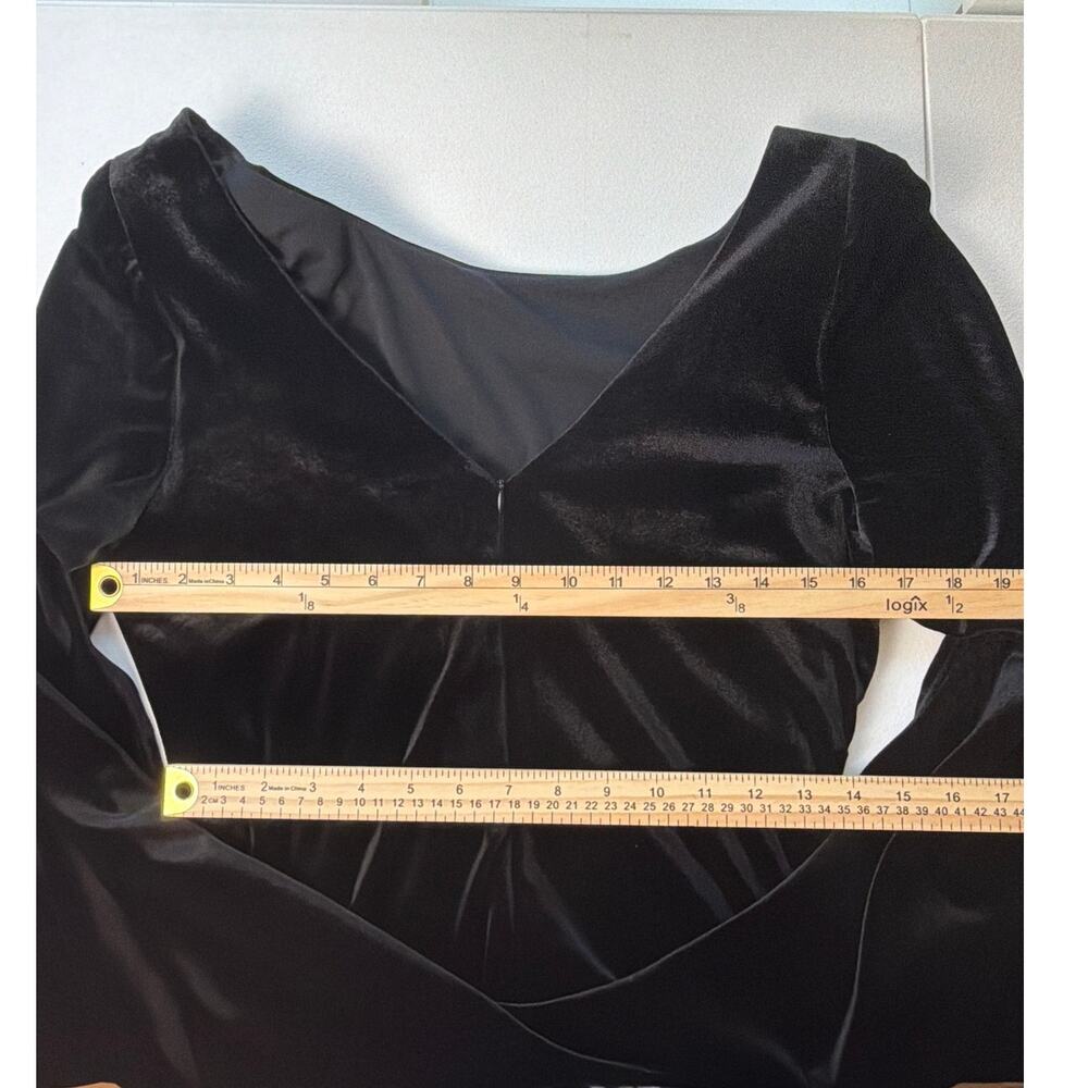 Black Velvet Draped Shawl Back Column Gown Dress Sz 16 Formal Vamp Black Tie EUC - Picture 10 of 12